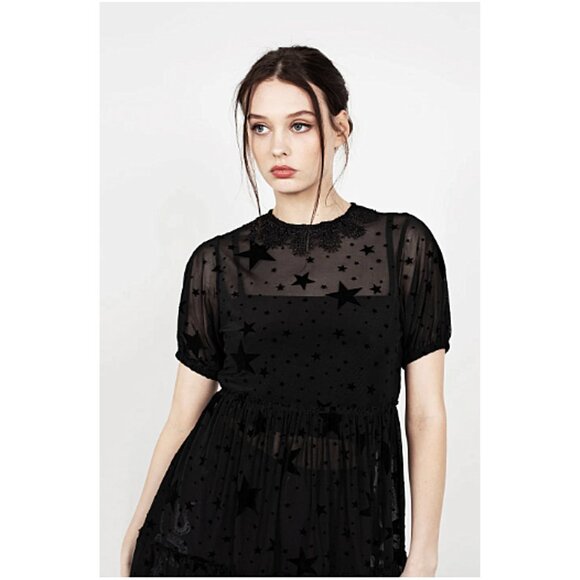 DISTURBIA Orion sheer mesh lace collar mini dress - Picture 4 of 7